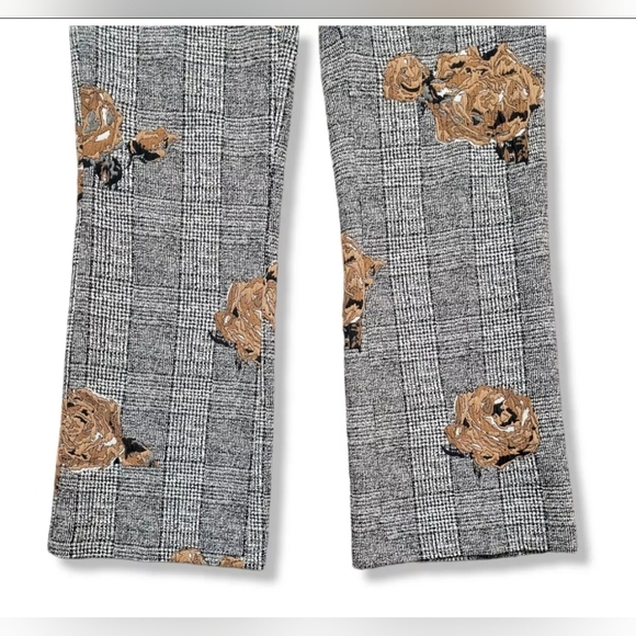 Mos Mosh Ivana shannon Checkered Pants Crop Dress Trousers Floral Appliqué 27 - Picture 7 of 12